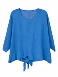 Italienische Leinenbluse mit Knotendetail