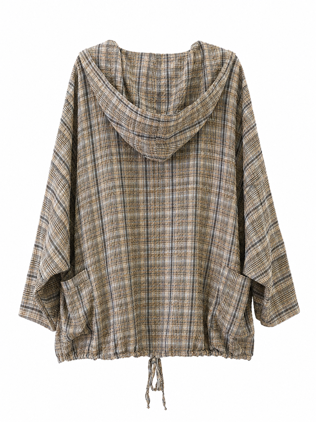 Beige-Braune Kapuzenjacke mit Tunnelzug
