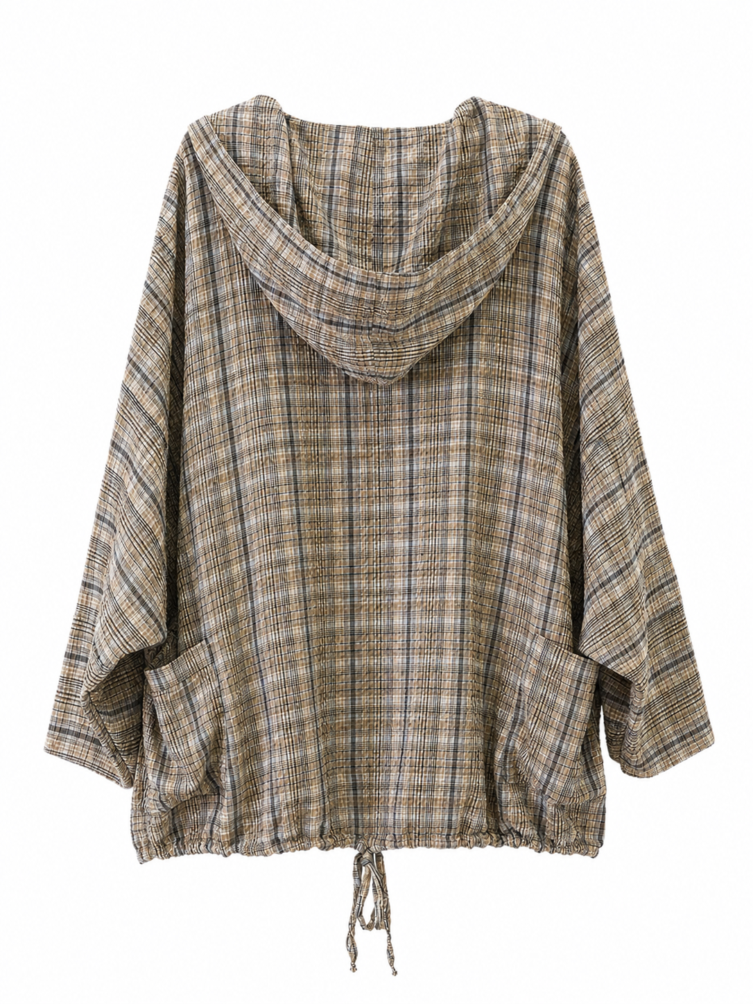 Beige-Braune Kapuzenjacke mit Tunnelzug