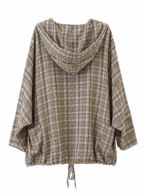 Beige-Braune Kapuzenjacke mit Tunnelzug