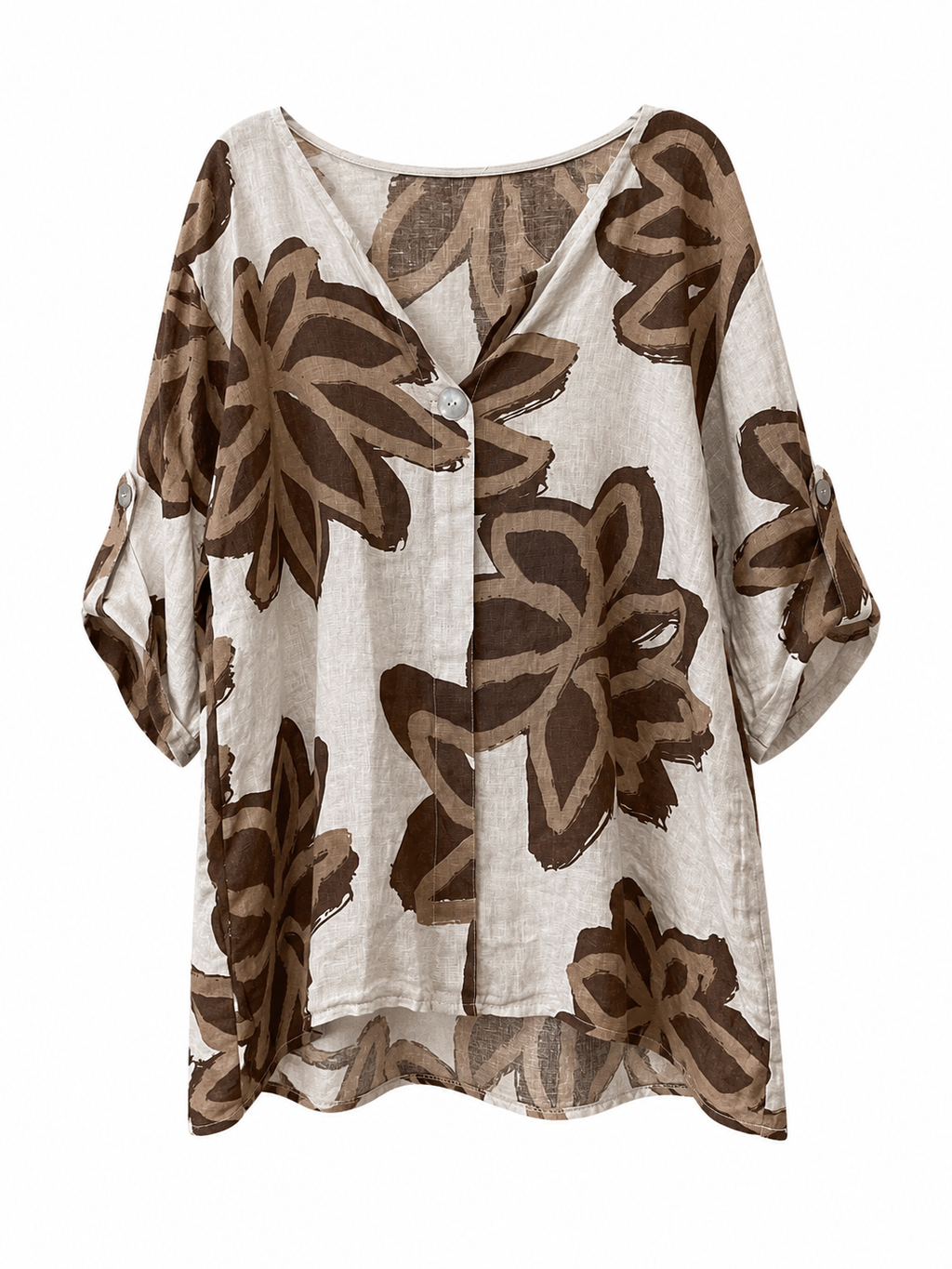 Italienische Leinenbluse mit Floralprint