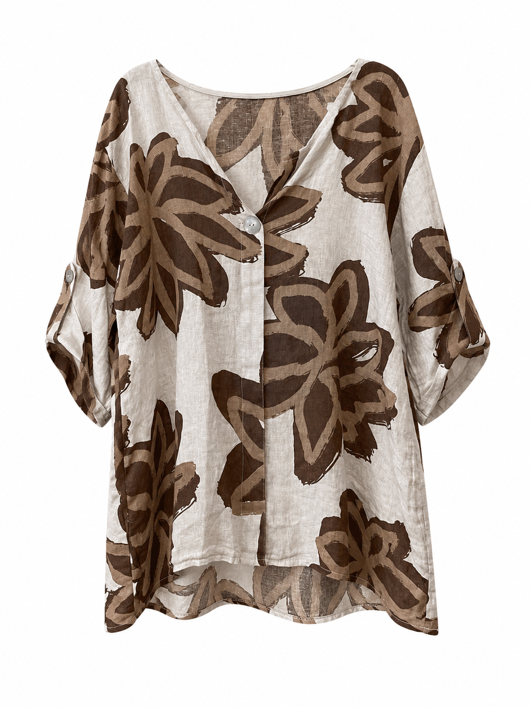 Italienische Leinenbluse mit Floralprint