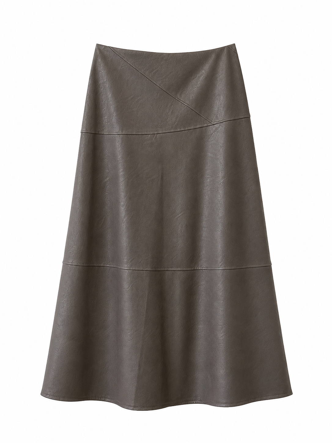 Milano Kunstleder Midirock – Taupe