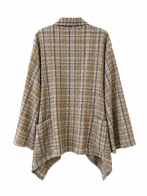 Beige-Braune Asymmetrische Karojacke