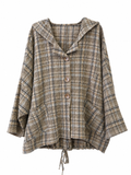 Beige-Braune Kapuzenjacke mit Tunnelzug