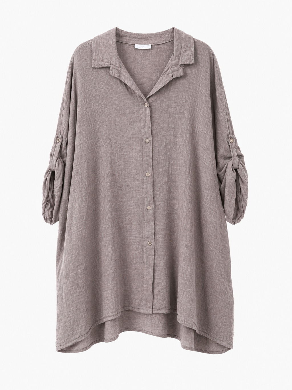 Oversize Leinenbluse Taupe