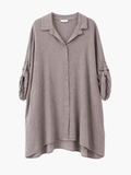 Oversize Leinenbluse Taupe