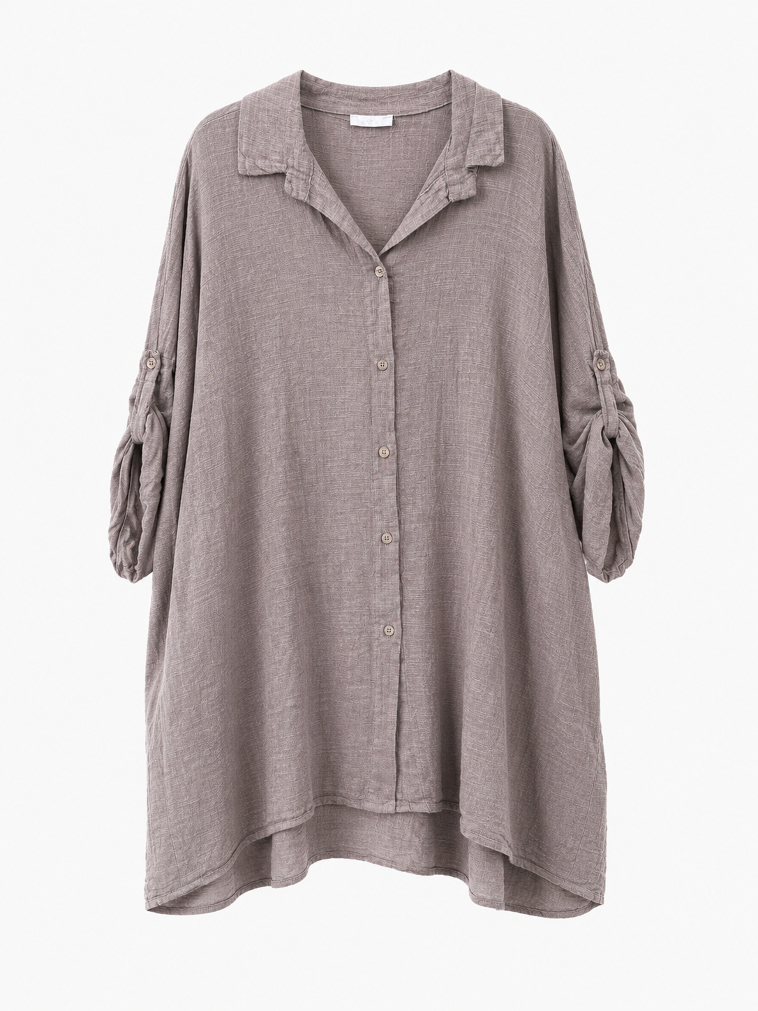 Oversize Leinenbluse Taupe