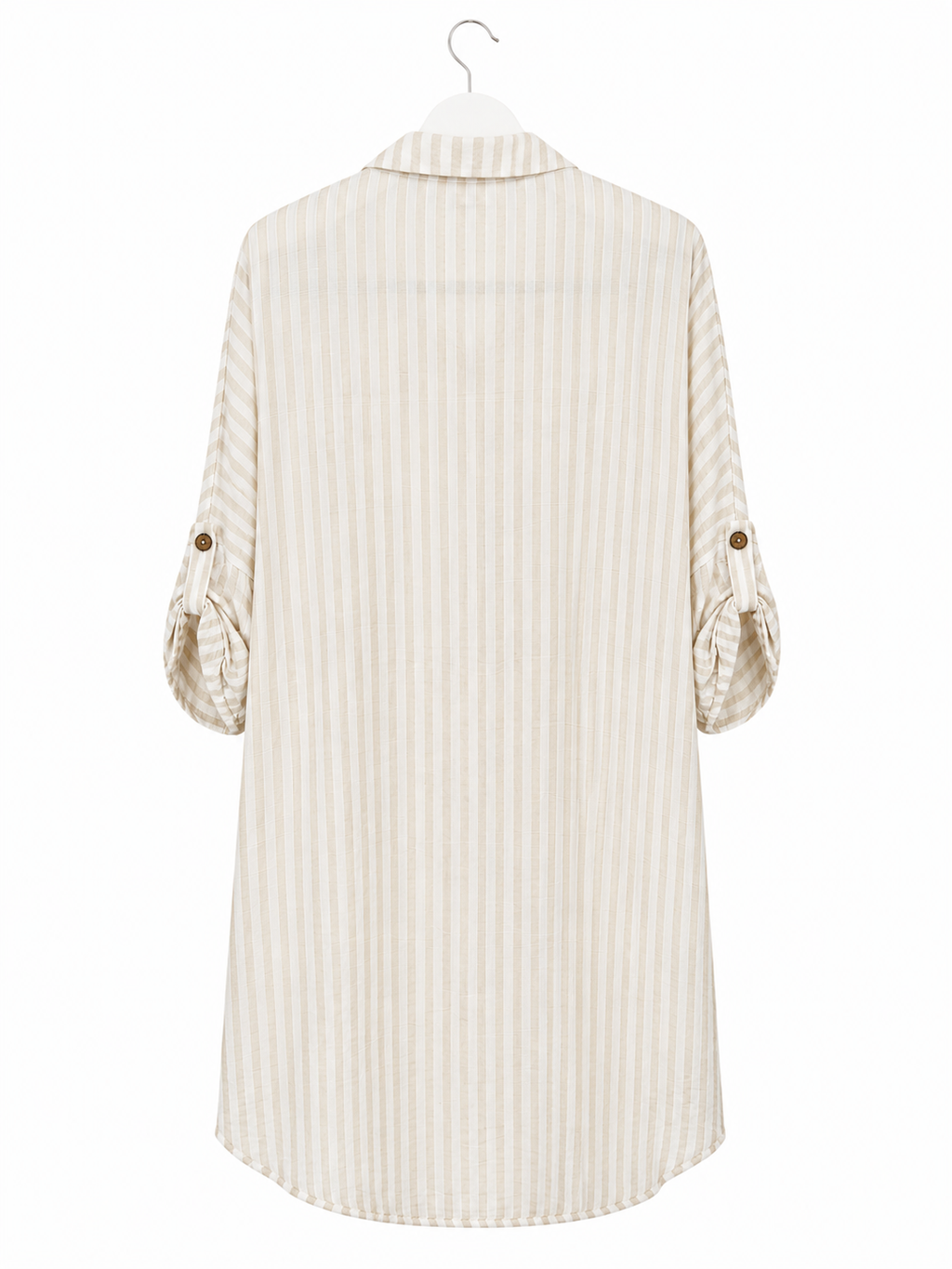 Gestreifte Oversize Longbluse in Beige-Offwhite
