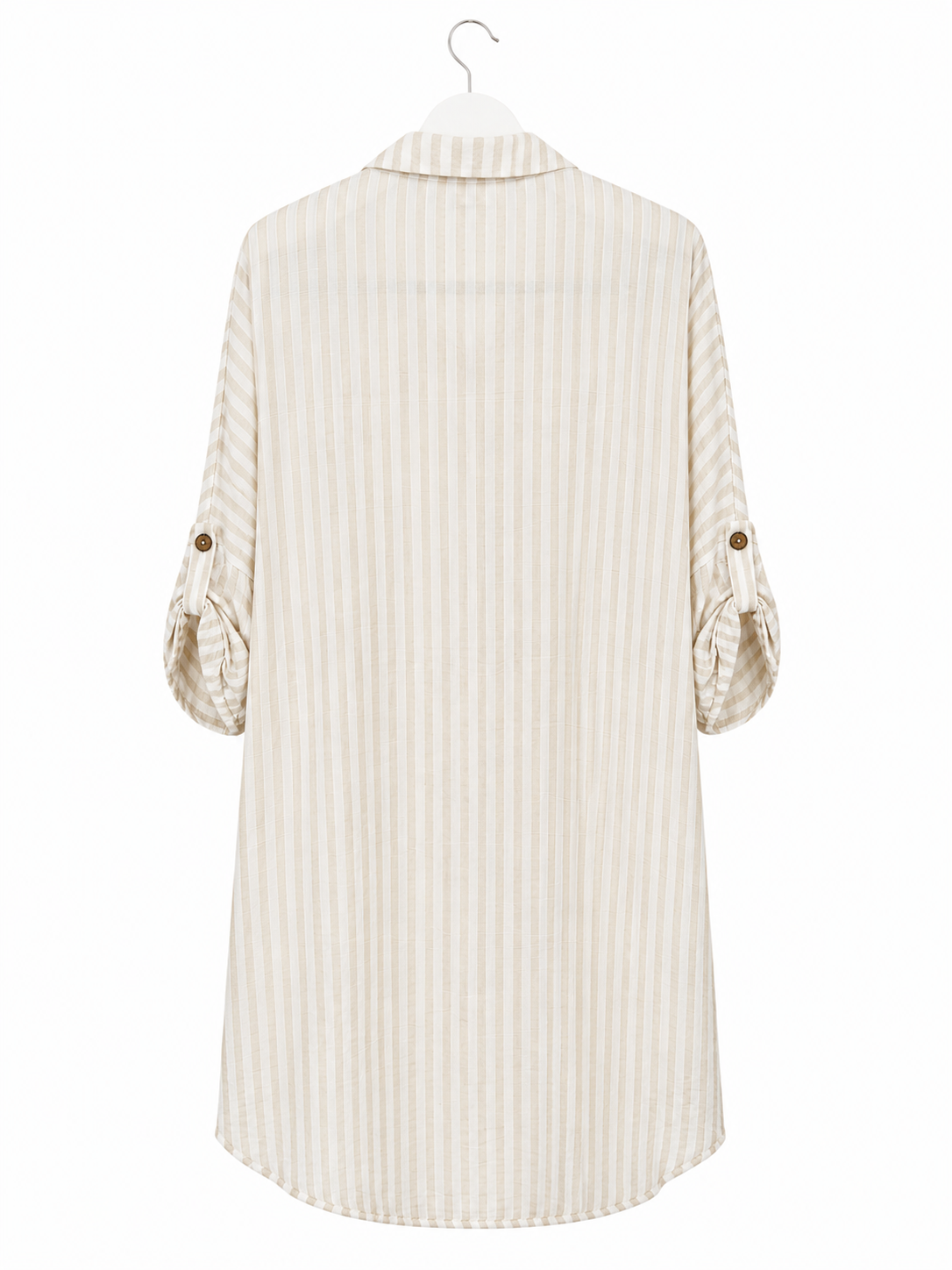 Gestreifte Oversize Longbluse in Beige-Offwhite