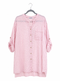 Rosa gestreifte Oversize-Bluse aus 100 % Baumwolle