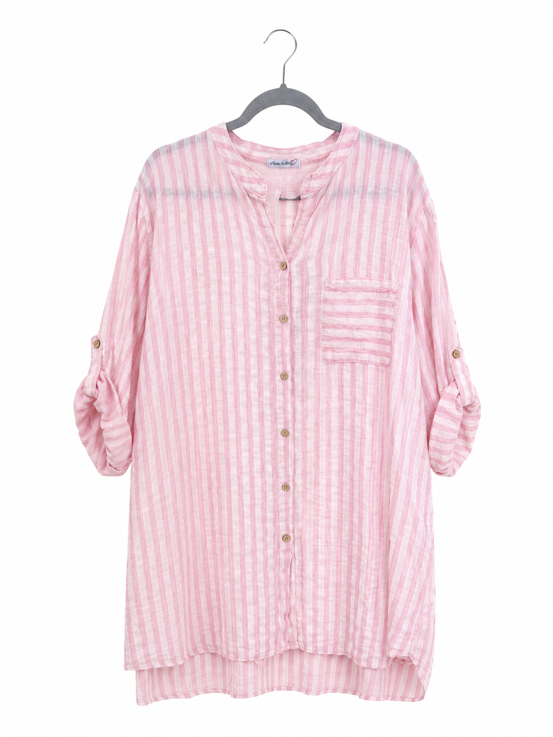 Rosa gestreifte Oversize-Bluse aus 100 % Baumwolle