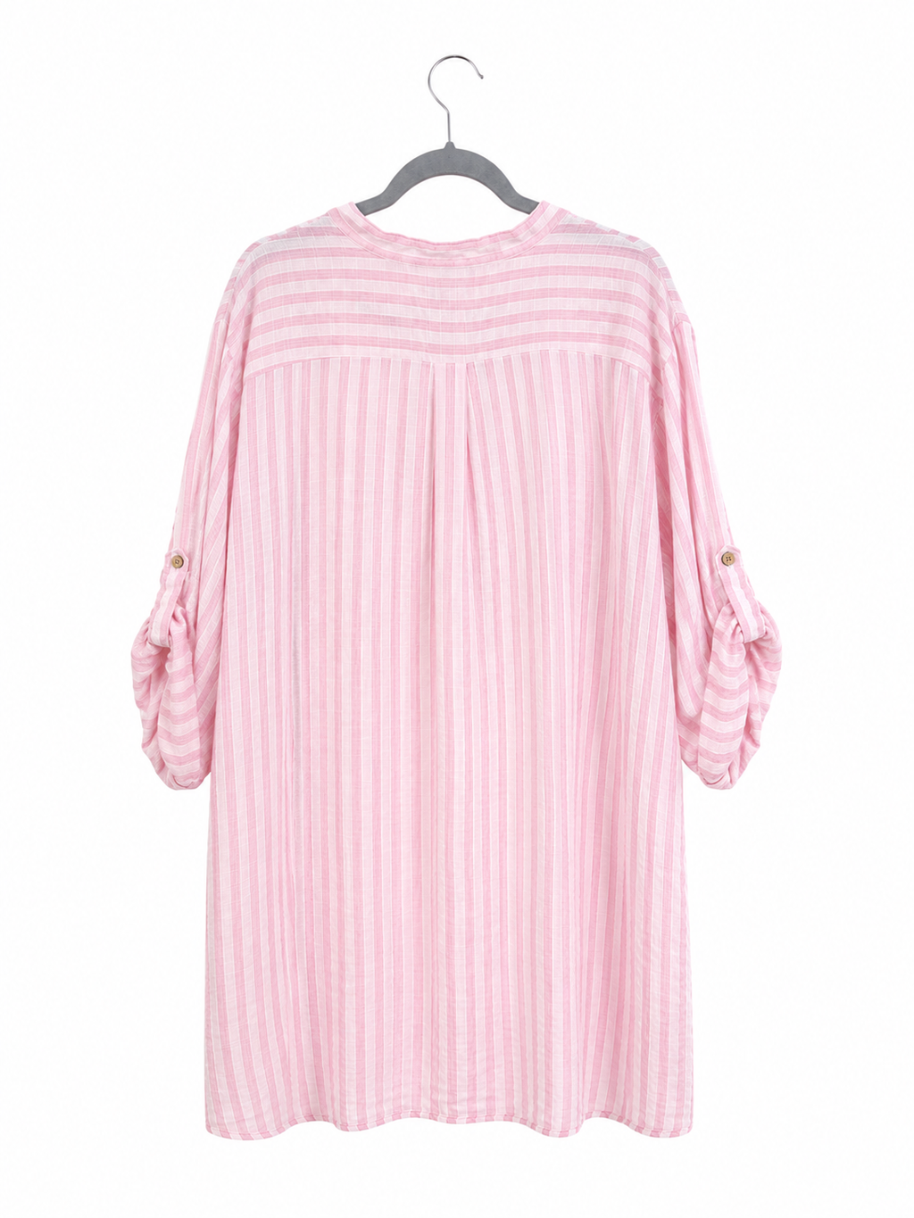 Rosa gestreifte Oversize-Bluse aus 100 % Baumwolle