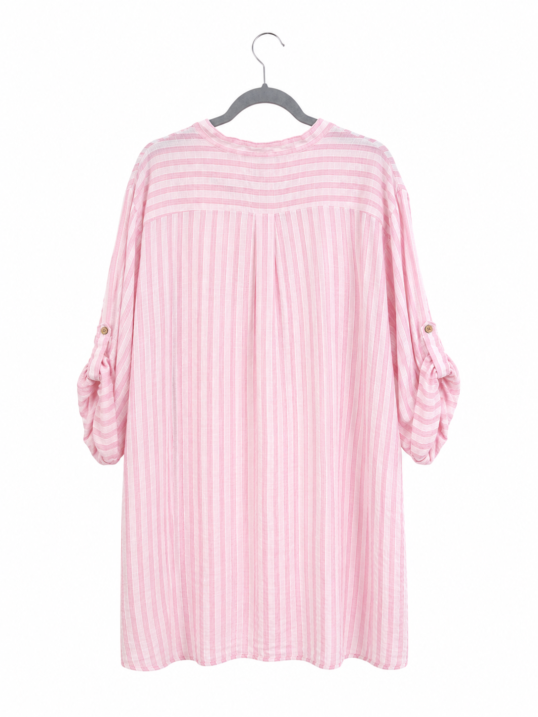 Rosa gestreifte Oversize-Bluse aus 100 % Baumwolle
