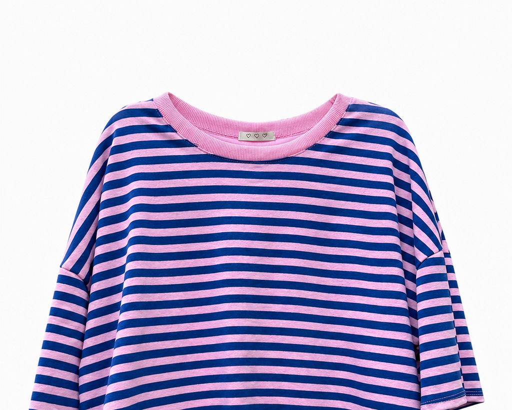 Oversize Streifen-Sweatshirt in Rosa-Blau