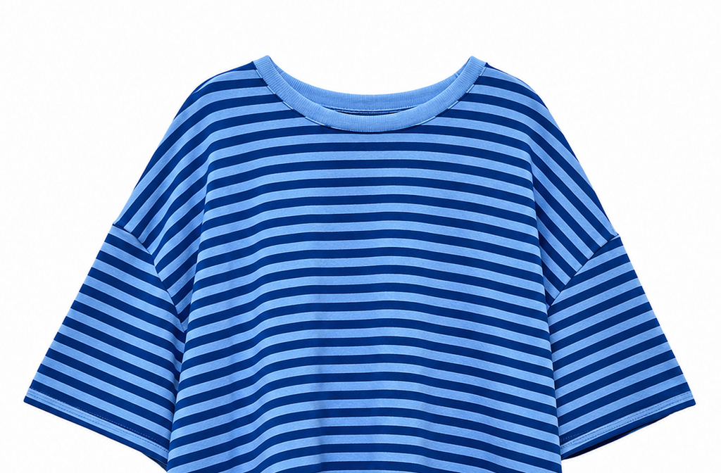 Oversized Streifen-Shirt aus Soft-Sweat – Blau/Navy